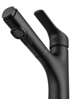 Смеситель для раковины Wonzon & Woghand WW-AE4151-MB с выдвижным изливом чёрный матовый